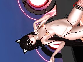 自然な胸を持つAmaratur猫の顔でザーメンでハード猫